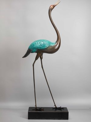 The red-crowned crane with rasing head