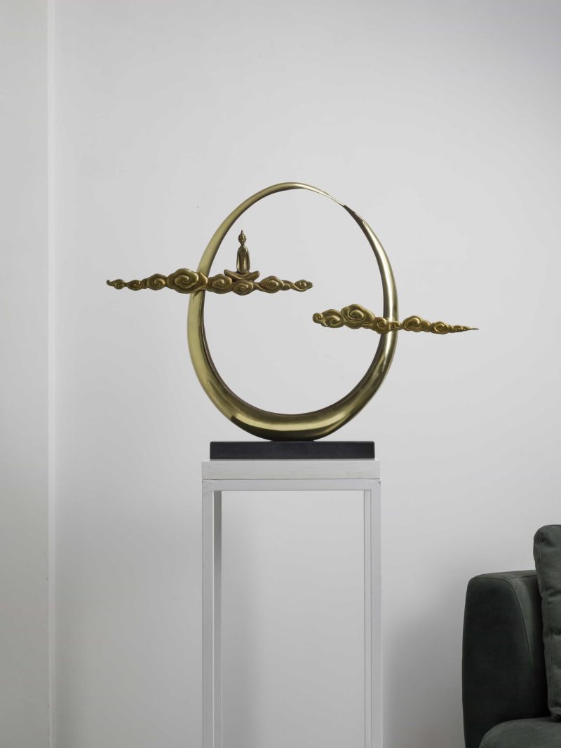 Zen Meditation - The person meditating under the moon and in the clouds