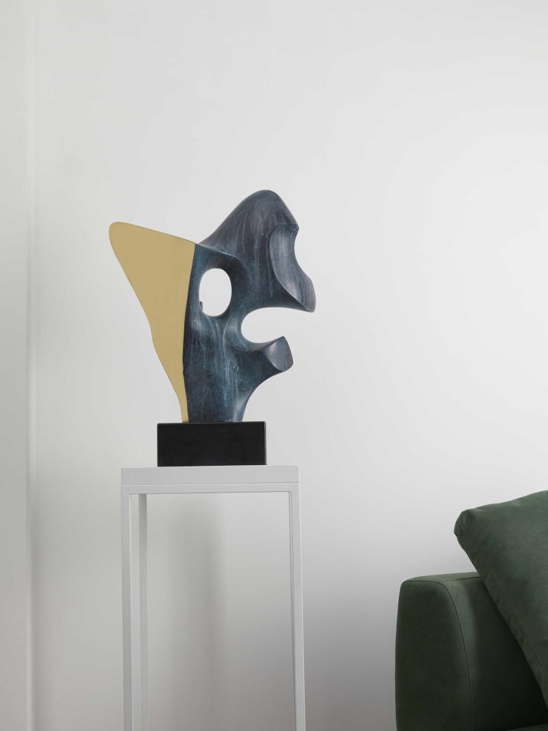 Minimalist golden-stitched rock formations