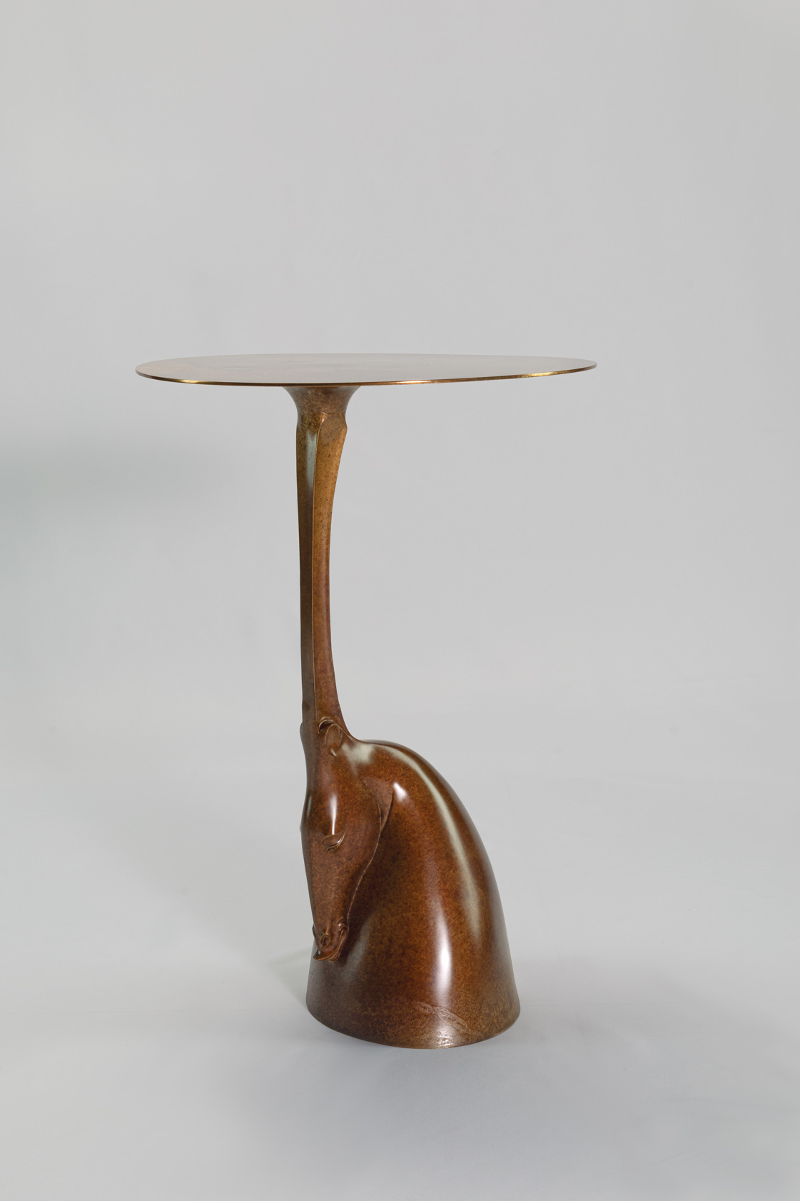 Side view of the grazing horse bronze side table