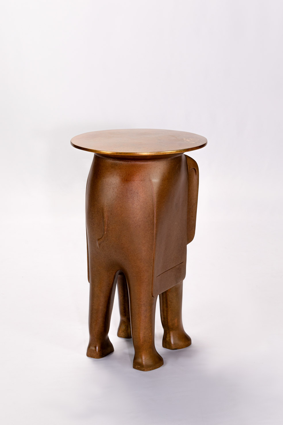 Rear view of the bronze elephant side table