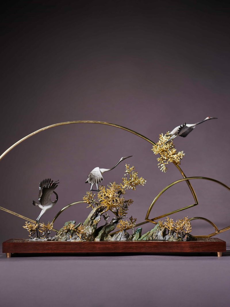 Fan shape, pine tree, crane - Eastern poetry