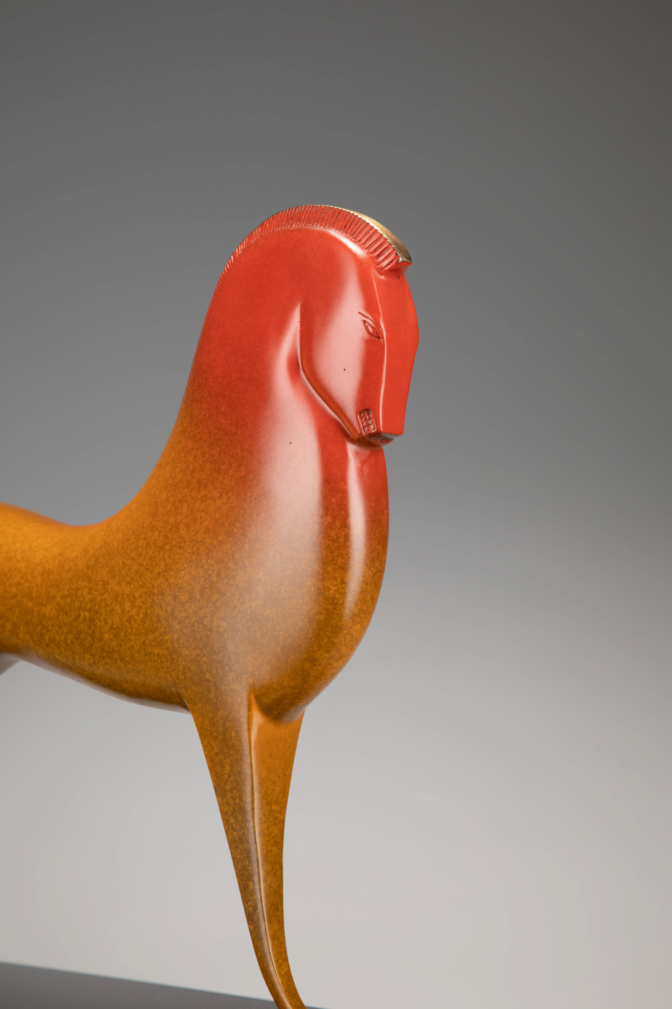 Minimalist gradient horse — front close-up.