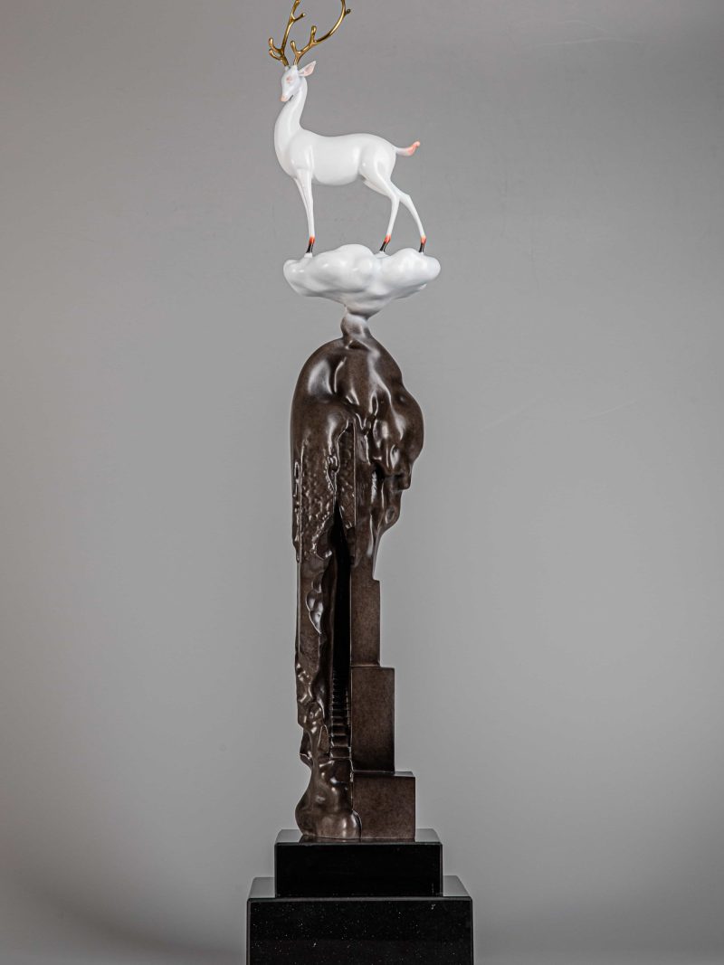 The white deer standing at a high place