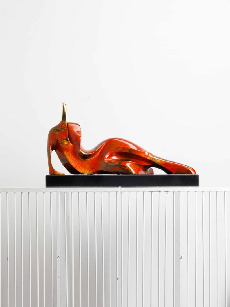 Abstract, recumbent human body(red